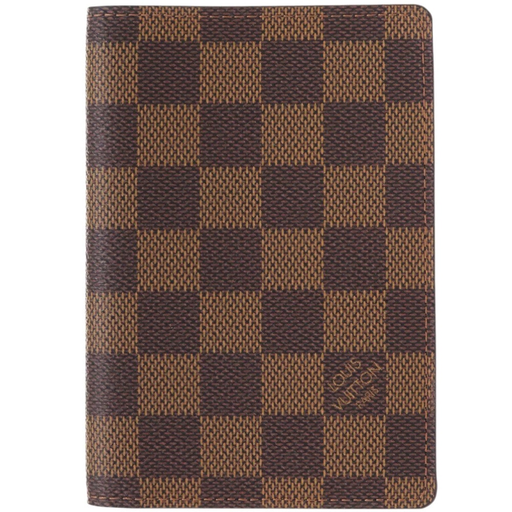 美品 クーヴェルテュール パスポール ダミエ N60188 手帳カバー ダミエキャンバス ブラウン LV 0593【中古】 レディース