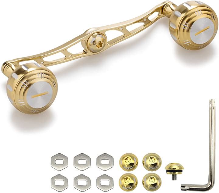 130mm ベイト リール ハンドル 70航空アルミ製 シマノ ダイワ アブガルシア 通用 ベイトリール(ゴールド/シルバー(ノブ)＆ゴールド(ハンドル))