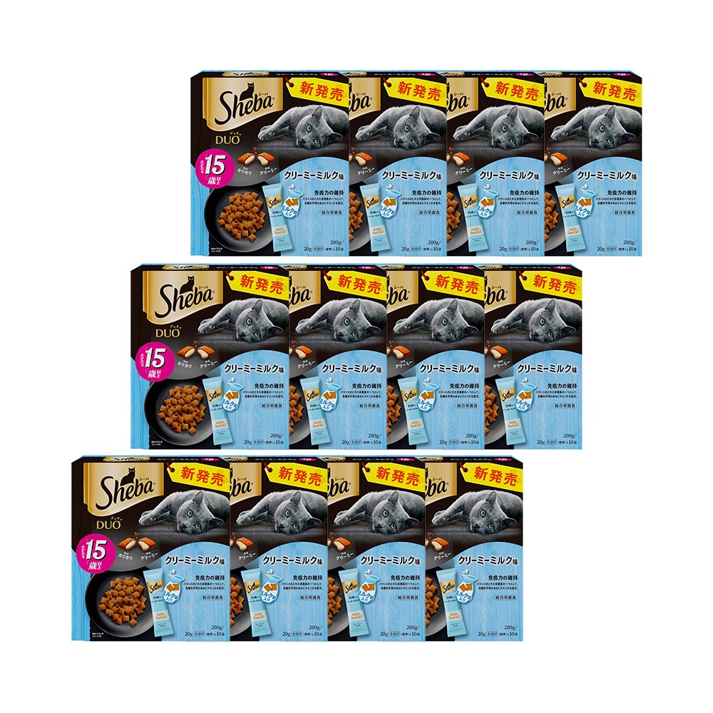 キャットフード　デュオ　１５歳以上　クリーミーミルク味　２００ｇ（２０ｇX１０袋）X１２個　お一人様１点限り　ＣＲＣ35―15―76―20―00 4,896円