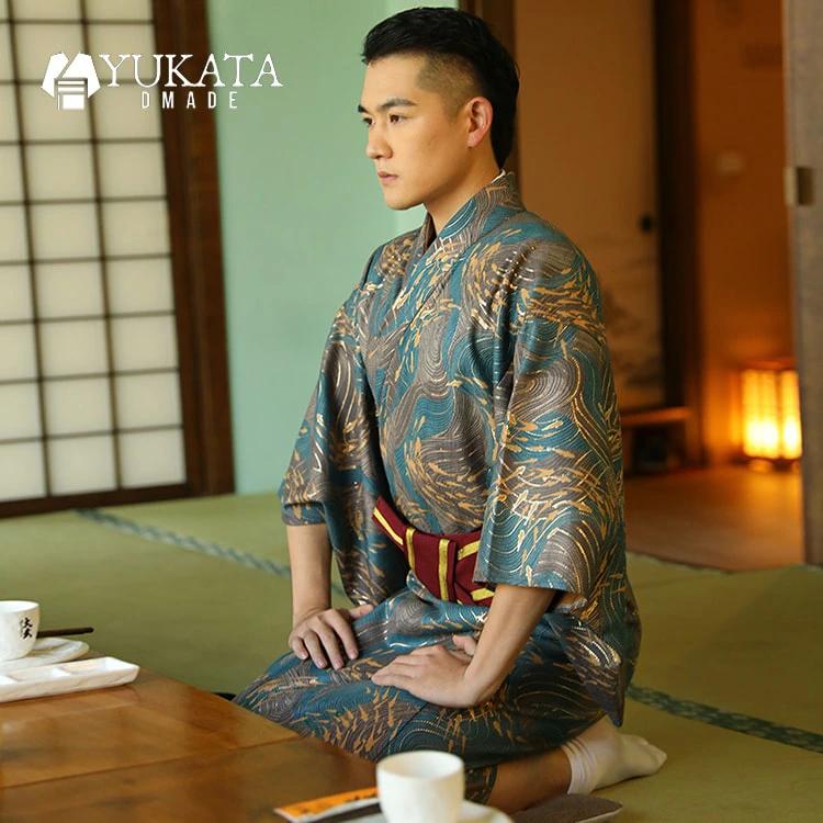 出荷が迅速である 独占販売 浴衣 メンズ セット メンズ浴衣セット 2点セット 男性 紳士 浴衣 帯 無地 魚柄 シンプル レトロ ポリエステル 黒 グレー フリーサイズ 大人 ギフト プレゼント 本 6,307円