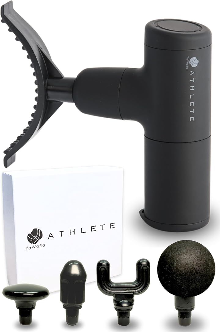 米国認定プロトレーナー監修 TeamOneDay 筋膜リリースガン YaWaRaATHLETE ヤワラアスリート アーチ型ヘッド 軽量 350g ハンディガン 小型 (マットブラック)