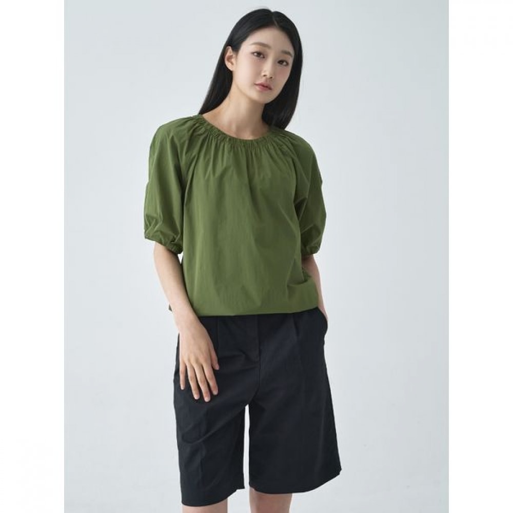 [ジセン] シャーリングネックパフスリーブブラウス LCWSO593_LK