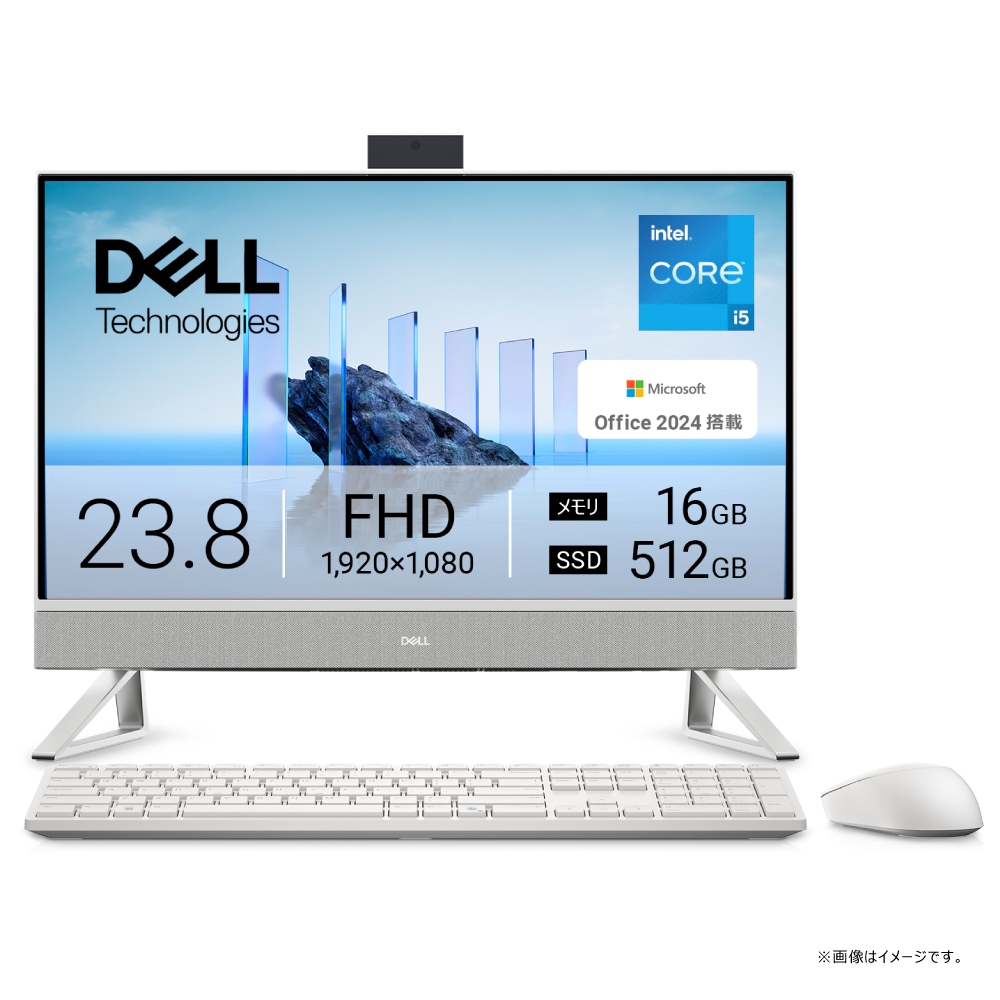 DELLデル 23.8型 オールインワンデスクトップパソコン Dell 24 AIO EC24250(Core i5/ メモリ 16GB/ 512GB SSD/ Officeあり)- パールホワイト