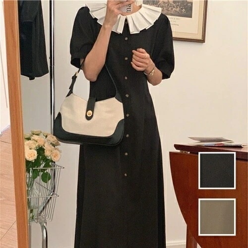 ワンピース カジュアル ロング マキシ丈ワンピ 韓国 ファッション レディース 春 夏 カジュアル お取り寄せ PTXN707 オルチャン コーデ シンプル 定番 セレカジ 20代 30代 40代 2