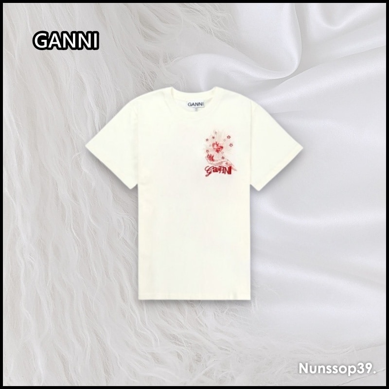 GANNI T4063 135 リラックスフィット 半袖 Tシャツ
