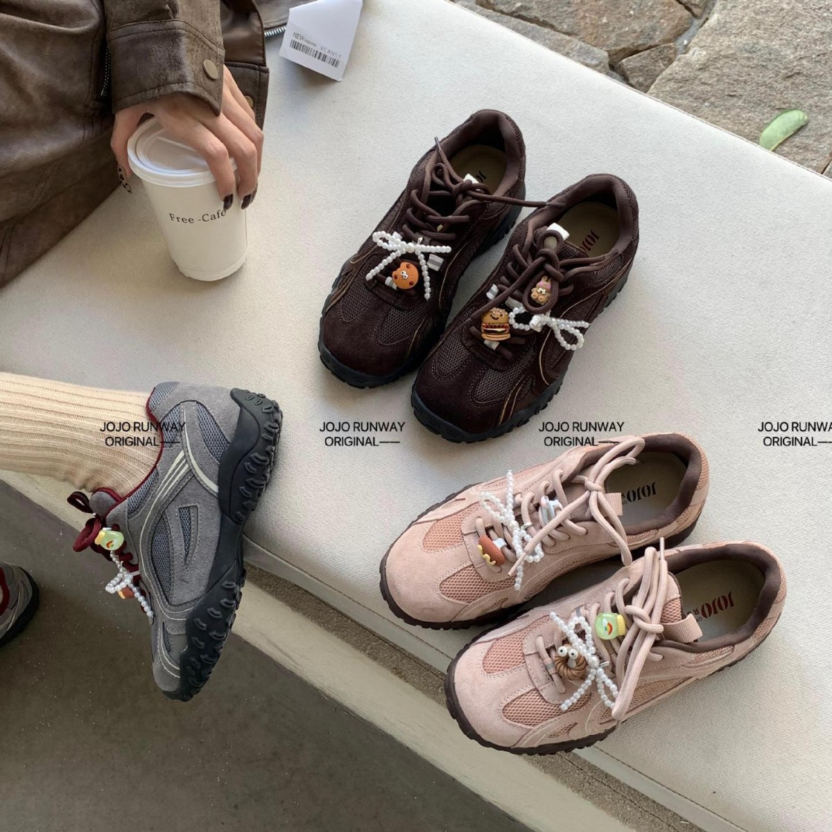 11 韓国語バージョンの丸いつま先のビーズの弓太った弓の厚さを高めた女性のためのフォレストガンプシューズ r n1001- Jo7147-2ピンク r n1002- Jo7147-2グレー r n