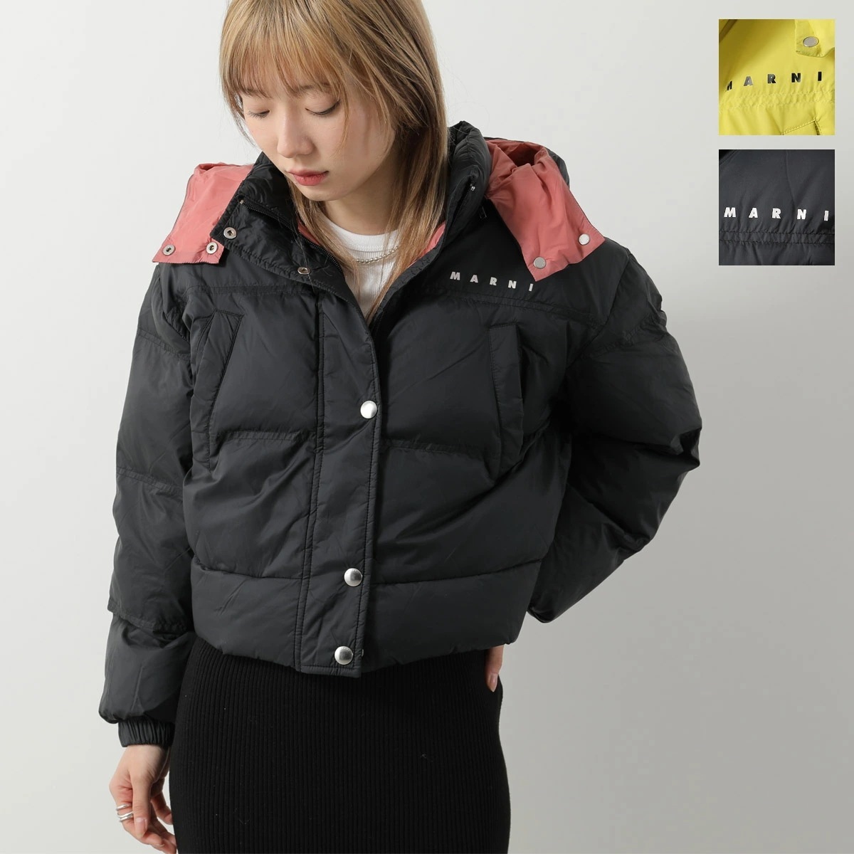 MARNI KIDS マルニ キッズ 中綿ジャケット M01538 M00LY レディース ガールズ ロゴ フード付き ナイロン カラー2色