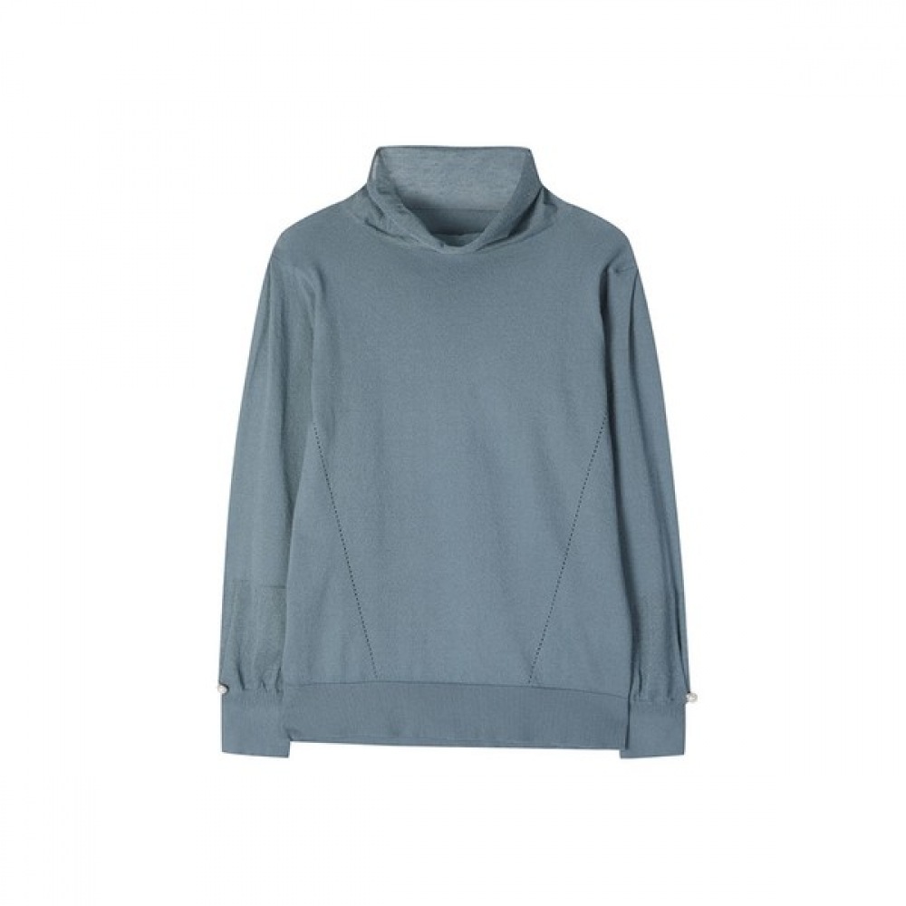 [シャトラン] ブルースリーブパール装飾ポイントタートルネックニットTシャツHCBSSW104