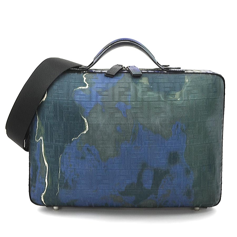 フェンディ FENDI ボストンバッグ ショルダーバッグ スーツケース キャンバス/レザー ブルー系 メンズ 7VV156-AHDE 99972g