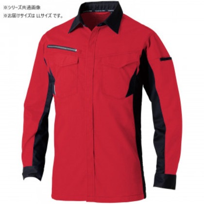 桑和 3478-02 長袖シャツ LLサイズ レッド(43)