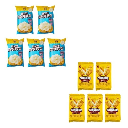 ノーブランドサクサクガリックエビチップ155g x5個+チーズバターサンド190g x5個学校事務所 10,088円