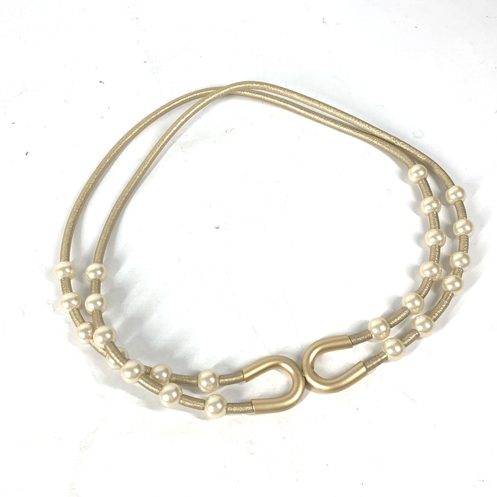 ベルト フェイクパール 2重ベルト Wベルト 01C アクセサリー フェイクパール ゴールド