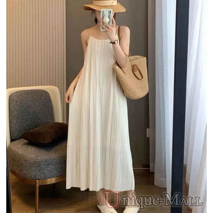 ゆったり ロング 【新品現品】キャミワンピ ノースリーブ レディース ワンピース プリーツワンピ マキシ丈 キャミソール ワンピース