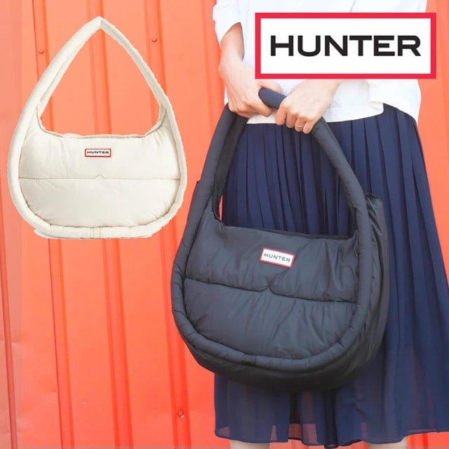 ハンター トートバッグ メンズ UBX3705KBM フレイムド パファー ラージ ホーボー 肩掛け 大きめ レディース ダウンバッグ キルトバッグ バック 鞄 手提げ ラバー ロゴ 黒 白 流行 最 14,652円