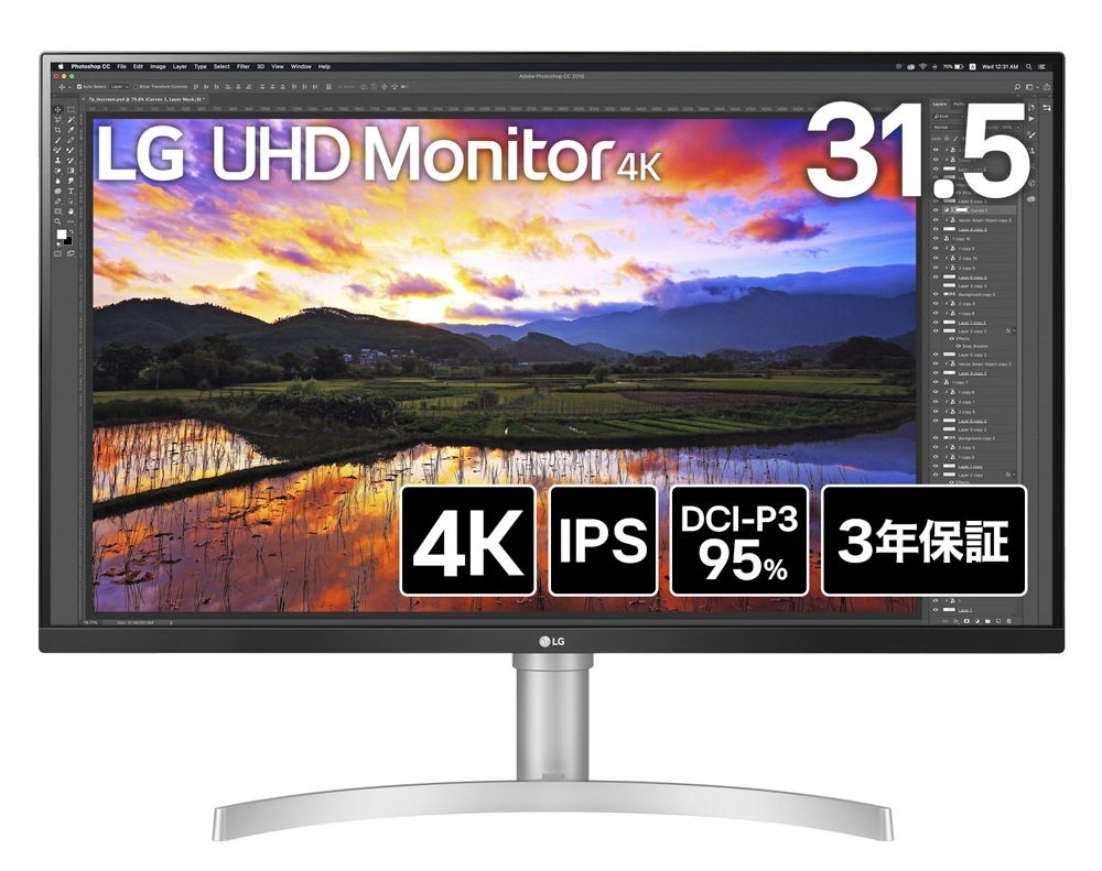 LGエレクトロニクスエルジー 4K液晶ディスプレイ(31.5型/IPS/4K UHD 3840×2160/61Hz/5ms/HDR10/HDMI2.0/DP1.4/VESA/3年保証・無輝点保証)( 35,886円