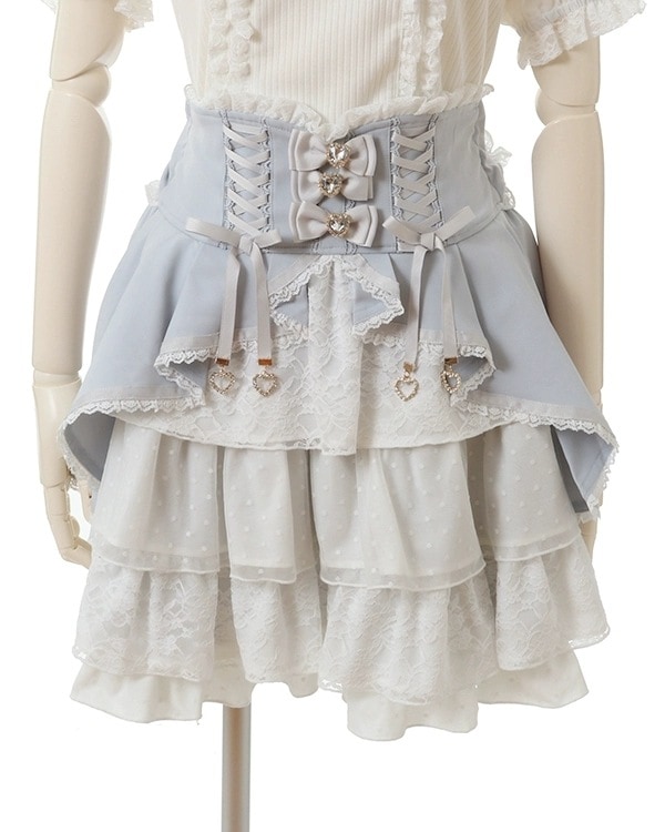 ハイウエストストラップウエストお尻と股間をカバーする着痩せ効果キュートでスイートな多層レースのケーキスカートハーフスカートタワースカート