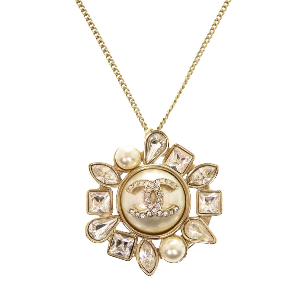 美品 ココマーク ネックレス フェイクパール/ストーン/メタル シャンパンゴールド 0998【中古】 レディース