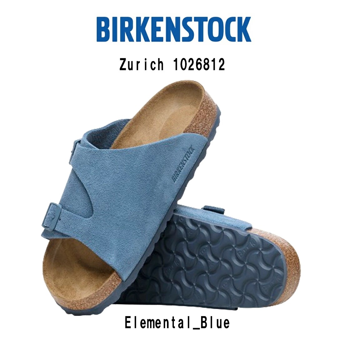 (SALE)BIRKENSTOCK チューリッヒ スエード レザー サンダル ストラップ ブルー シューズ ユニセックス ビルケン レギュラー 1026812