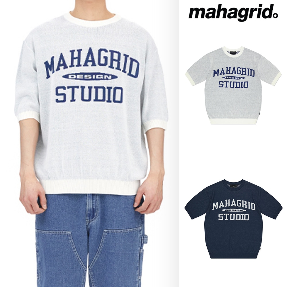 [mahagrid] COLLEGE LOGO HALF KNIT