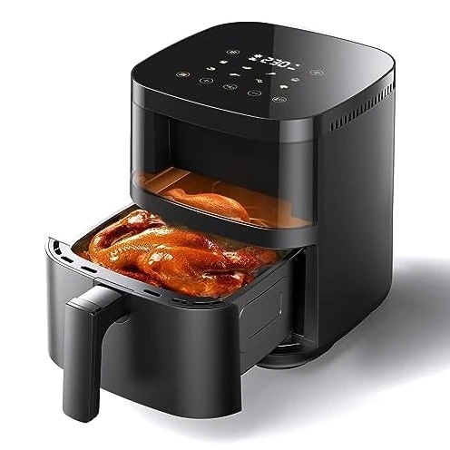 ノンフライヤー 4.5L ノンオイルフライヤー エアフライヤー 1-5人用 可視窓 大容量 家庭用 省エネ 最高温230℃ ノンフライヤー機 LEDディスプレイ 日本語レシピ付き タイマー 自動電源オ