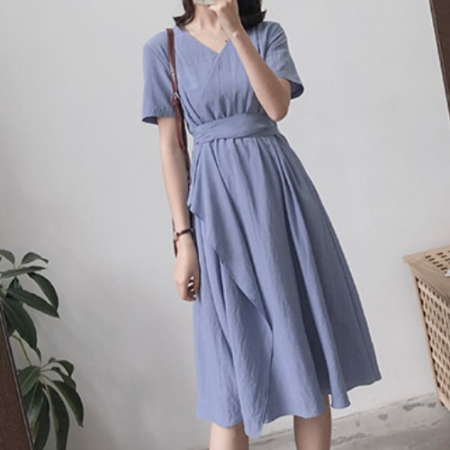 ワンピース エレガント Vネック ラップワンピース A2068