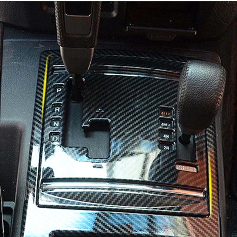 LHD!! 三菱パジェロ V80 V93 V95 V97 V98 2007-2021 カーボンスタイル シフトボックス&カップホルダーパネルカバー トリム カースタイリング 輸入品