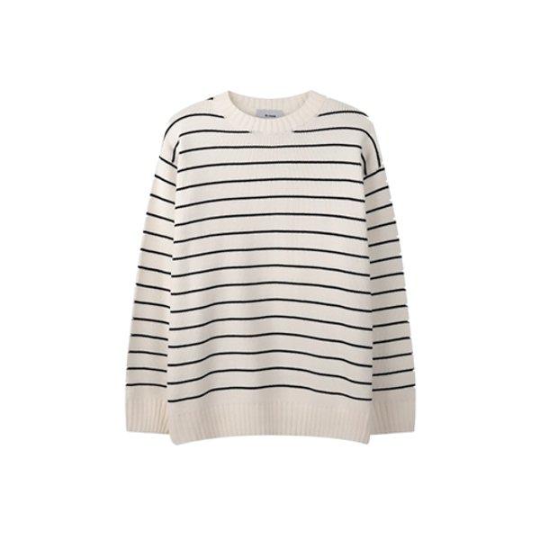 メンズエルボーポイントSTラウンドニットTシャツ RM-KN-Q067-アイボリー