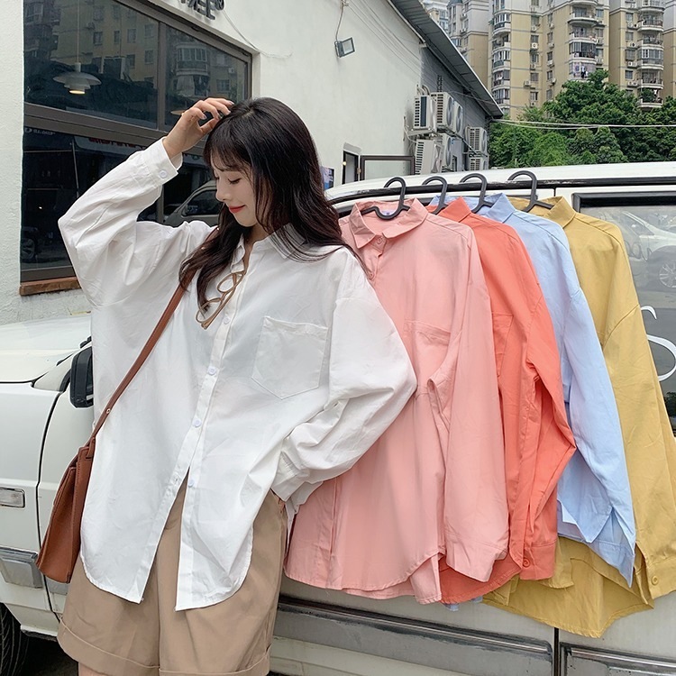 【1つ買うと10つ無料】ピンクシャツの女性用服2025春と秋の語バージョンゆるい長袖日焼け止めジャケット