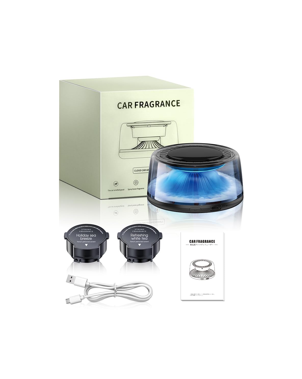 車 芳香剤 車載用 USB充電式 車 アロマディフューザー 【4Dシンクロ香り体験ドア開閉感知自動作動】ナノミスト噴霧技術 7色変化ムードライト 車便利グッズ 静音 霧化香り 長時間持続 安定性