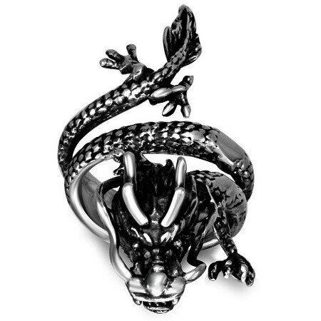 昇竜ステンレスリング（RMT311）指輪 21号 ドラゴン 龍 3D 立体 全身 中指 親指 人差し指 サージカルステンレス316L 男性 女性 プレゼント アクセサリー r0671xxxxxxxx