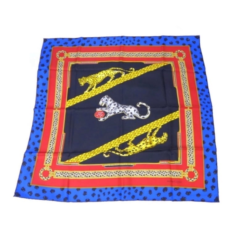 ｶﾙﾃｨｴ Cartier ｽｶｰﾌ ﾊﾟﾝｻｰ 黒地 ｼﾙｸ100％ 【中古】(41891)
