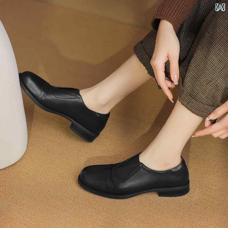 ローファー レディース 通学 通勤 学生 カレッジ 仕事 オフィス 最上層 牛革 ソフトレザー 深口 スリッポン シューズ 女性用 ブラウン フレンチ レトロ 英国 スタイル ぺたんこ ラウンドトゥ 11,218円