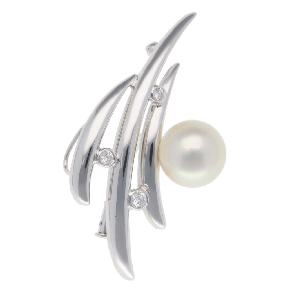 タサキ ブローチ 18金 K18ホワイトゴールド パール TASAKI 中古 美品