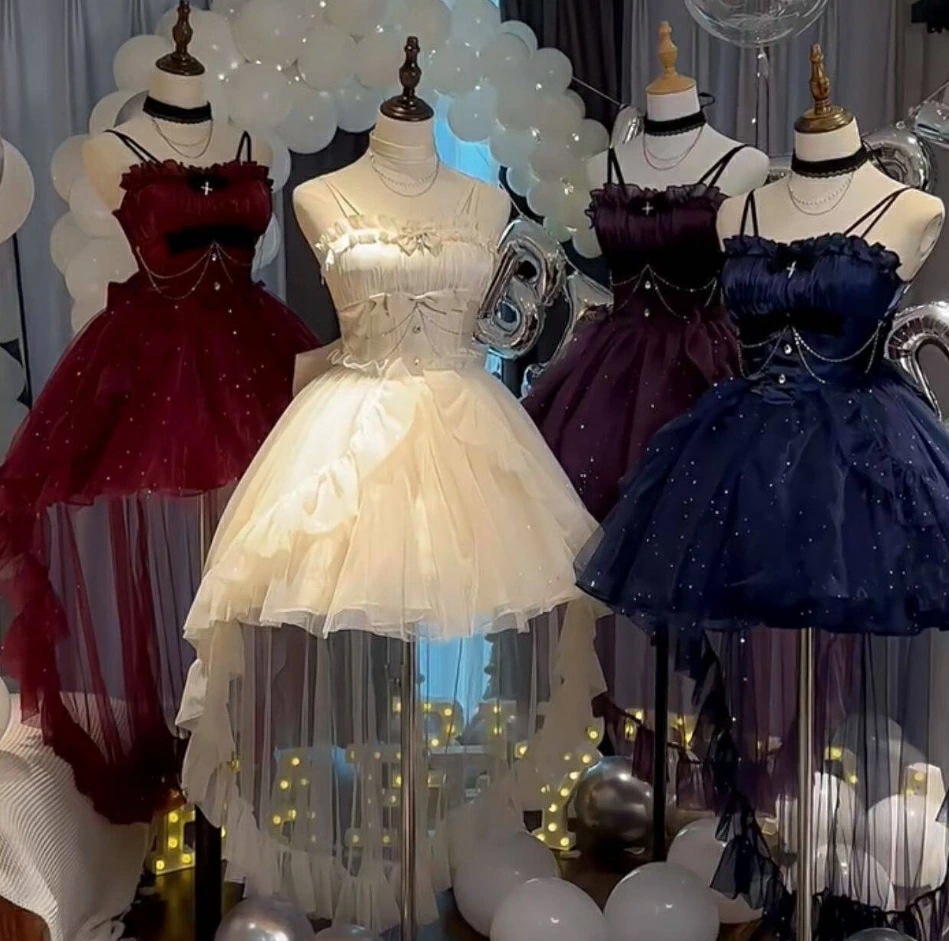 迅速な出荷 ジャンパースカート 膝丈 ショート丈 ロリータ ワンピース ゴスロリ ゴシック キャミソール Lolita JSK ワンピース レディース 女子 中校生 高校生 かわいい 甘ロリー コスチ
