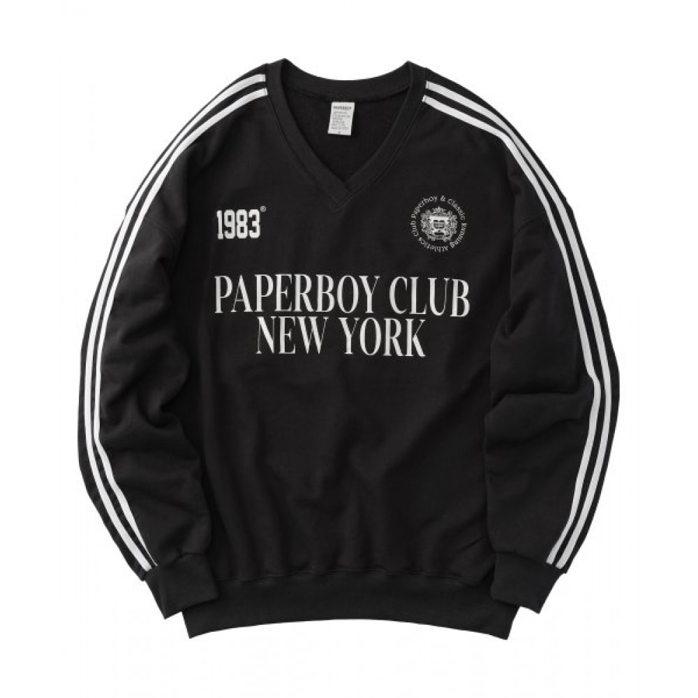ペーパーボーイ Vネックトラックスウェットシャツ-ブラック