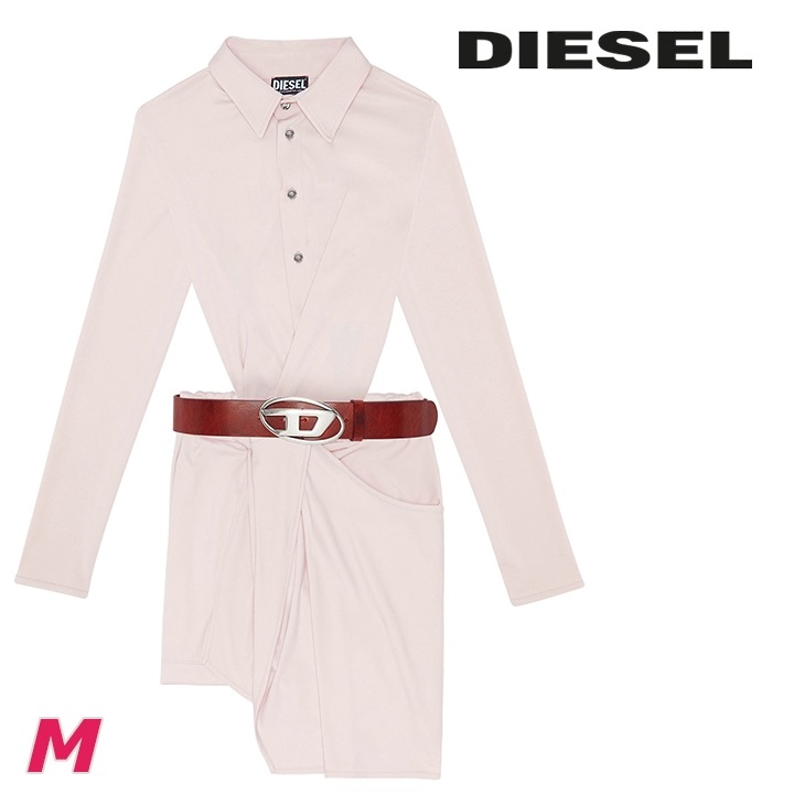 ドレスシャツミニワンピース レディース D-ELM レザーベルト付き スリムフィット die-l-t-f4-6ja