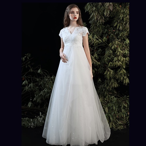 ウェディングドレス ハイウエスト マタニティ 妊婦 二次会 結婚式 花嫁 ブライダル 演奏会 披露宴 ロング ウエディングドレス 発表会 コンサート 大きいサイズ フォーマル 前撮り リゾート パーテ