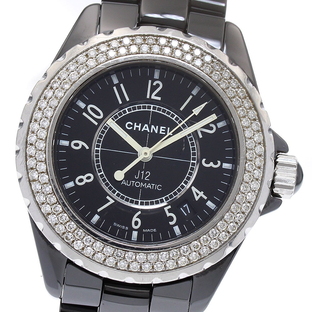シャネル CHANEL H0950 J12 黒セラミック 2重ダイヤベゼル 自動巻き メンズ 保証書付き_774506【中古】