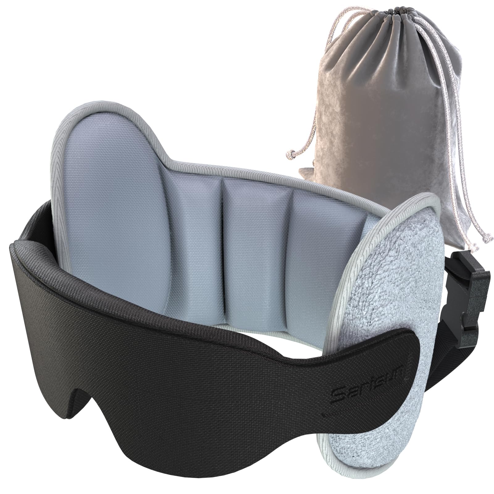 旅行用枕 アップグレード飛行機枕 長距離飛行用 360サポートヘッドレスト快適な旅行用ネックピローアイマスク 睡眠用 コンパクトな飛行機旅行の必需品 ボブルヘッドを止めるグレー