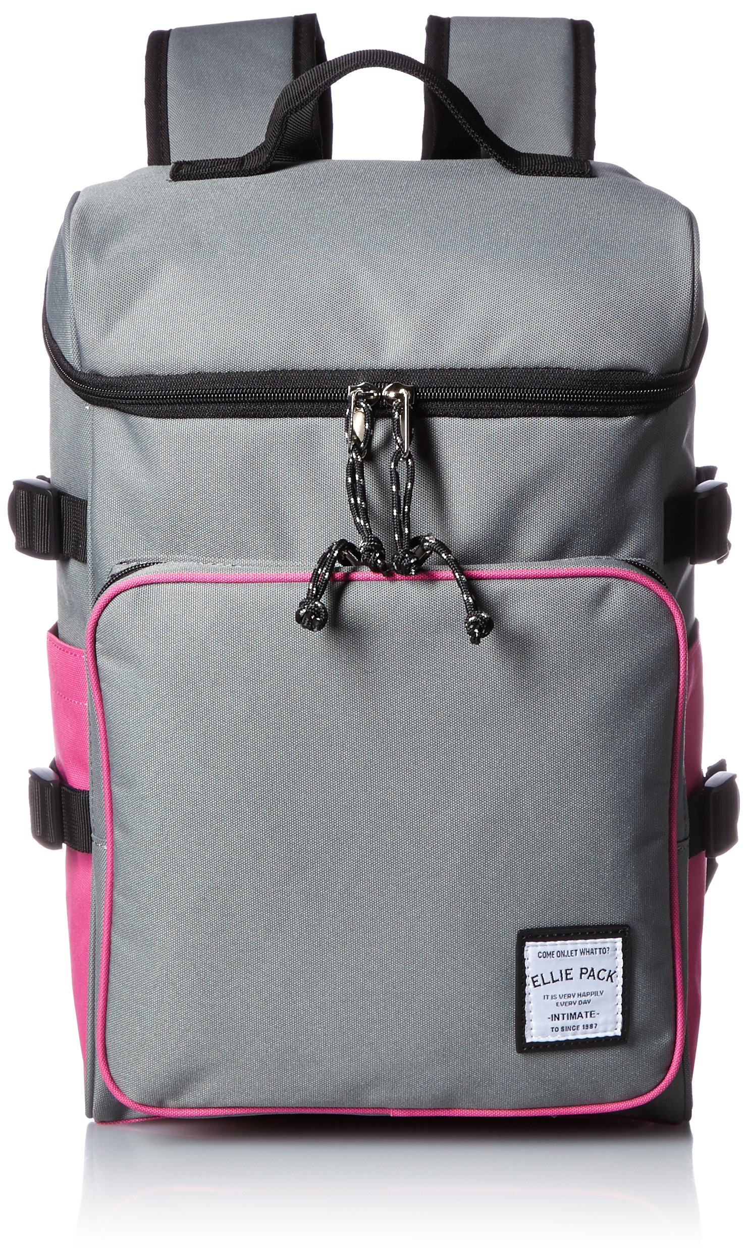 [エリーパック] リュック リュックサック デイパック ボックス型 スクエア レディース メンズ 小さめ 軽量 大人 高校生 30108 グレー/PK