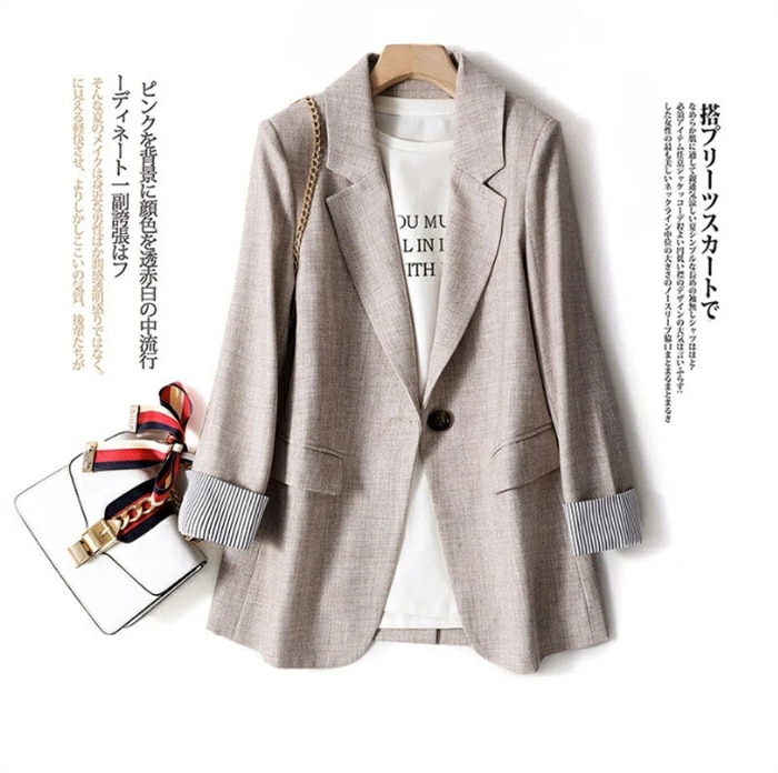 ジャケット レディース 春夏 サマージャケット テーラードジャケット七分丈 洗える フォーマルスーツジャケット アウター 長袖 カジュアル スリム 薄手 涼しい シングルボタン ブラック/black