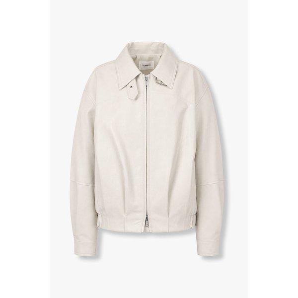 あごのディテールが施されたシンセティックレザー ジャケット 9106161101082