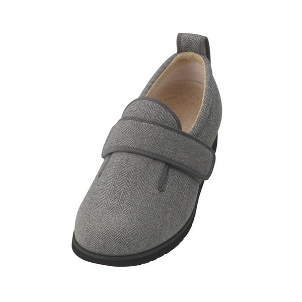 介護靴 施設・院内用 ダブルマジック２ヘリンボン 9E(ワイドサイズ) 7025 片足 徳武産業 あゆみシリーズ ／LL (24.024.5cm) グレー 右足