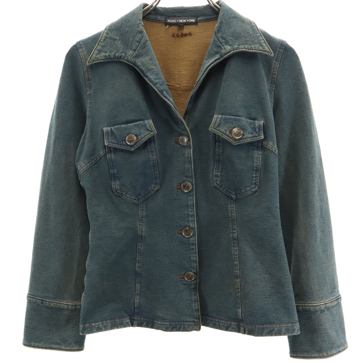FOXEY NEW YORK フォクシー ニューヨーク 日本製 ジャケット 38 ブルー系 レディース 古着