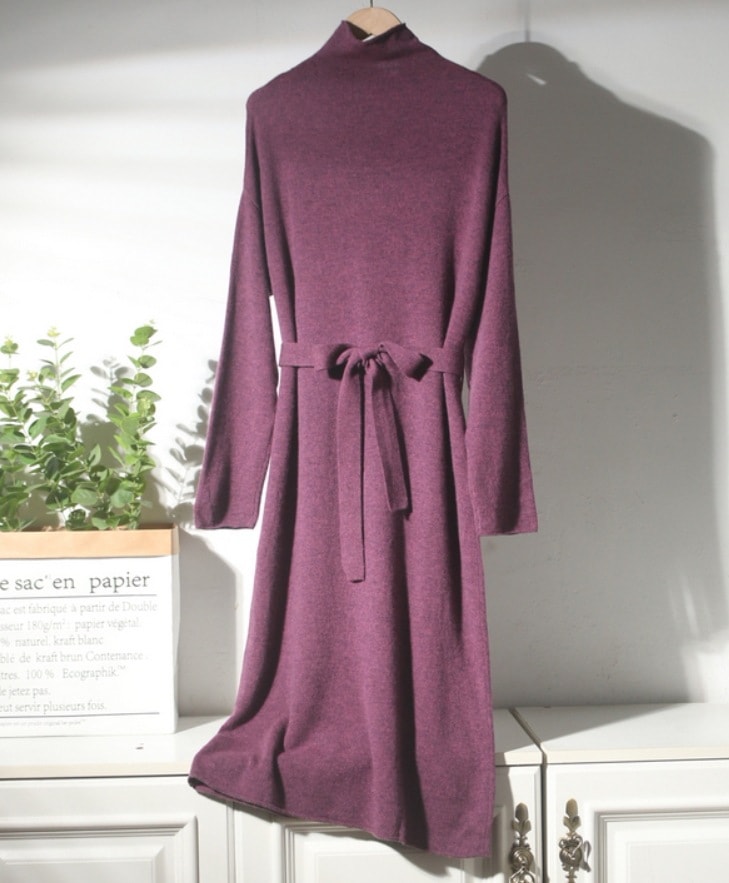 ワンピース デート ミモレ丈 長袖 ウール ウエストライン 可愛い きれいめ 上品 おしゃれ かっこいい 可愛い ラブリー キュート ガーリー クール モード系 セクシー エレガント 存在感