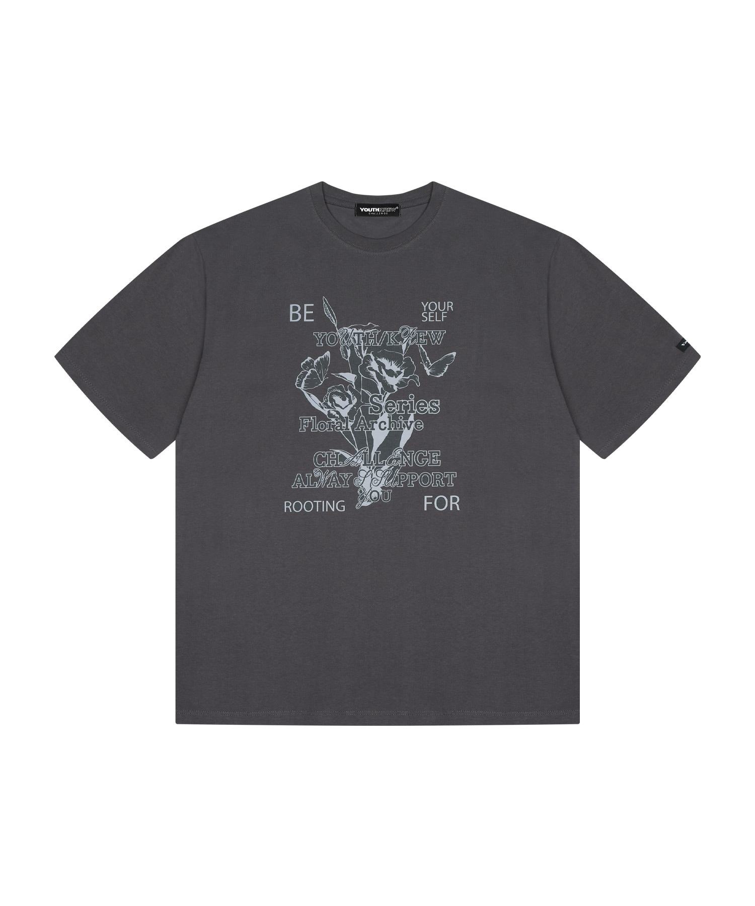 YK FLORA BOXY T-CHARCOAL