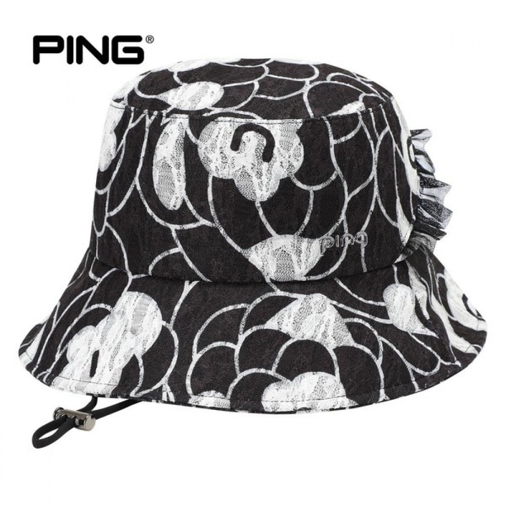 (Ping) レディースジャカードフリル装飾バケットハット