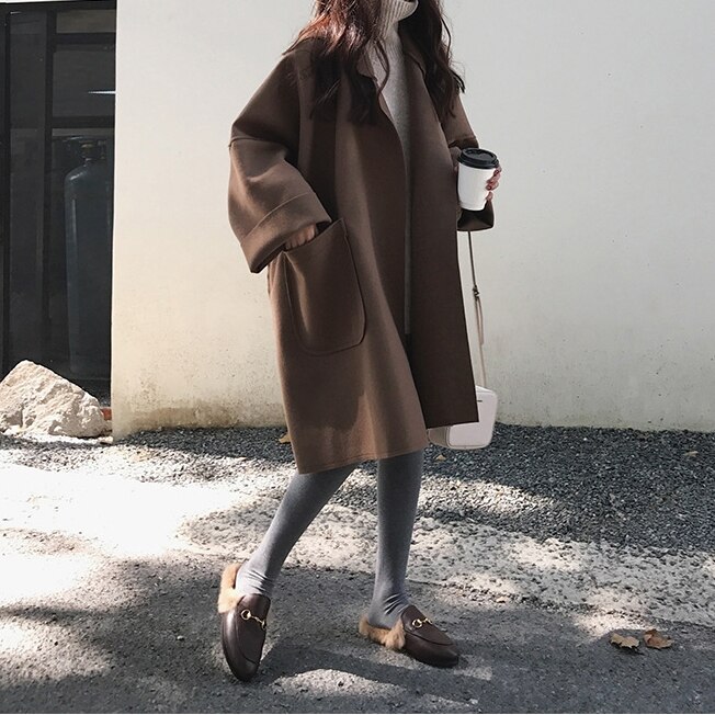 2color レディース アウター コート ロングコート 膝丈 ジャケット 羽織り 長袖 長そで