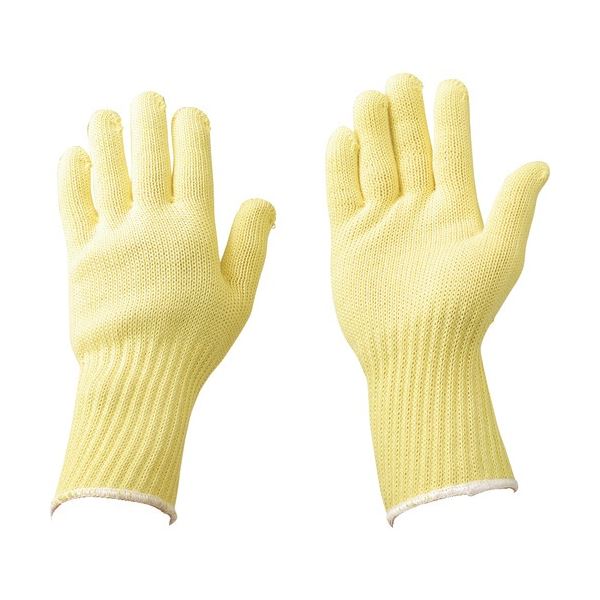 （まとめ）赤尾 ケブラー編手袋 7G-ロングフリー イエロー/白 AKV7G-LONG 1双[x3]