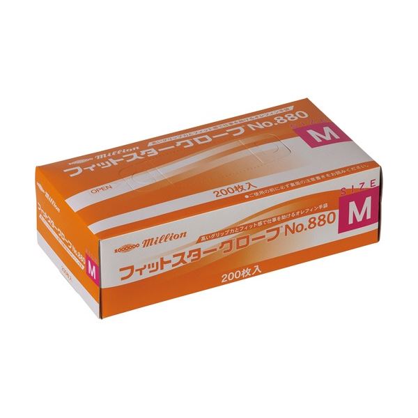 （まとめ）ミリオン フィットスターグローブ No.880 パウダーフリー M （200枚）[x5]